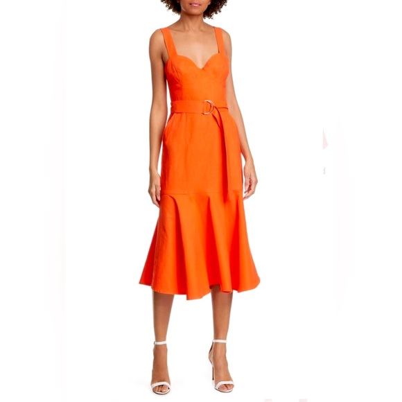 open lace back dress Sabrina Floral Applique Leather Dress - Sienna Brown Leather Midi Dress